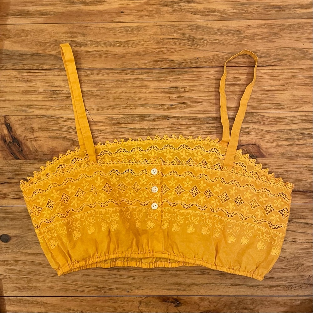 Madewell Women’s Medium Yellow Eyelet Bandeau Crop Top